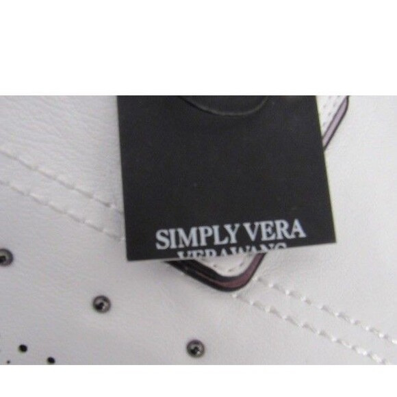 New Simply Vera Vera Wang Boswell White Basketweave Tote chiccore - Picture 5 of 6